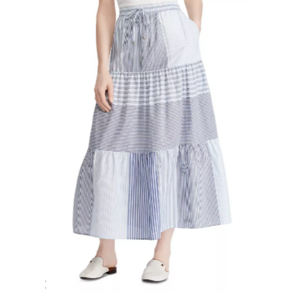 Ralph Lauren Tiered Mixed-Stripe Skirt