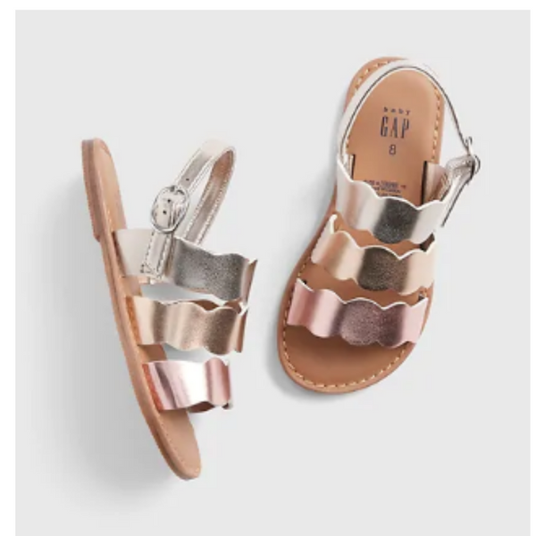 Toddler Scalloped Metallic Sandals