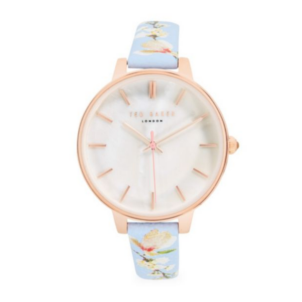 Reloj con correa de cuero floral de Ted Baker London