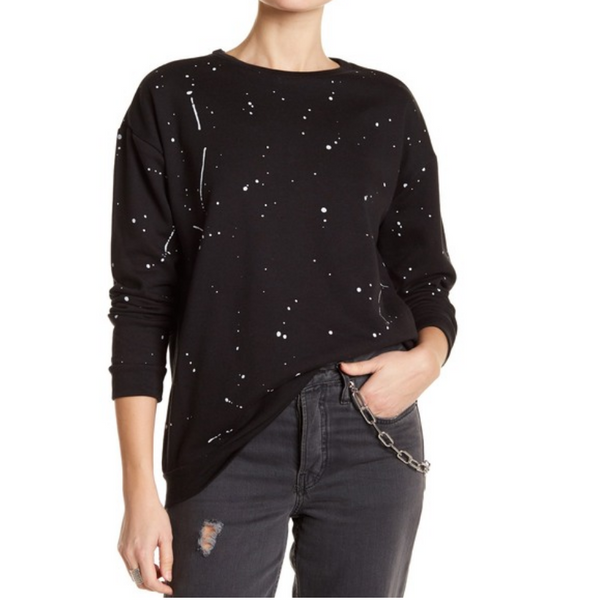 Sudadera con salpicaduras de pintura y cuello redondo (2 colores)