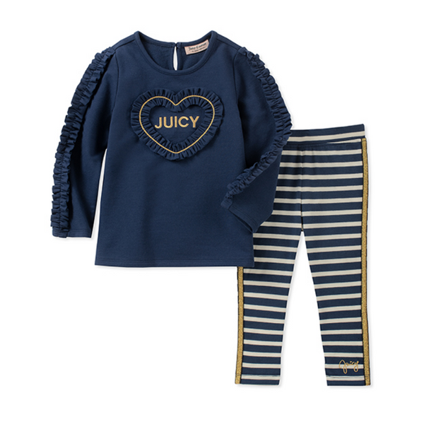 Juicy Couture Baby Ruffle Heart Top & Stripe Leggings
