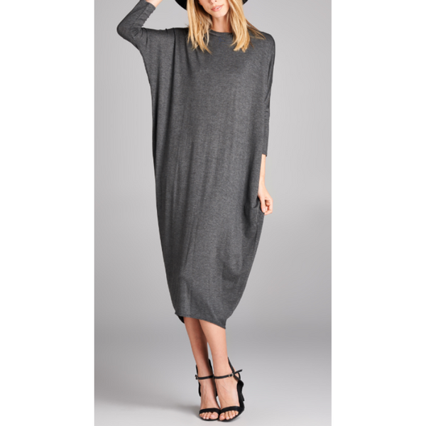 Charcoal Dolman Midi Dress