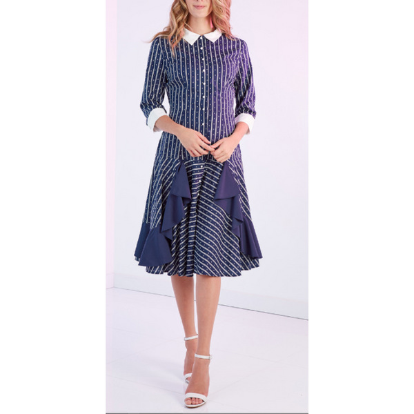 Ruffle A-Line Shirt Dress (2 Colors)