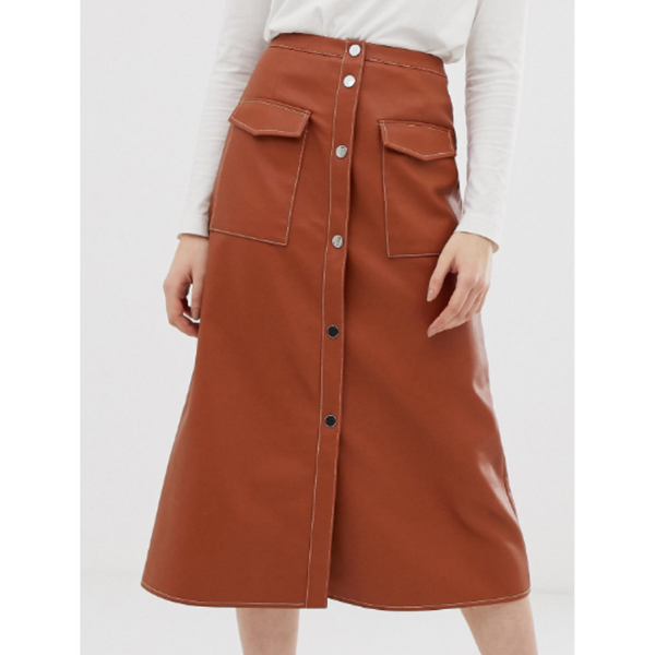 Leather Look Midi Skirt