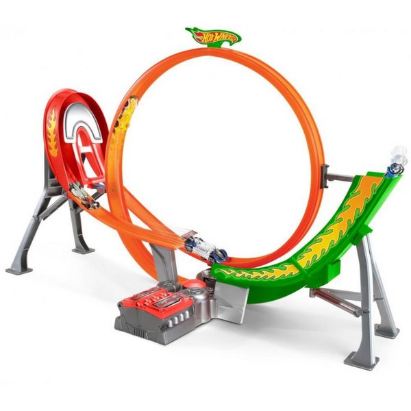 Hot Wheels Power Shift Raceway Track & 5 Race Vehicles Set
