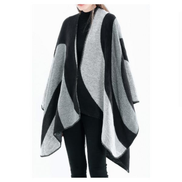 Women's Color Block Poncho
