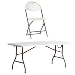 Living Accents Mesa plegable por la mitad y silla plegable de 6' a la venta