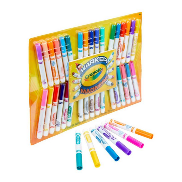 Crayola Marker Madness 34 Set de arte con marcadores de líneas anchas, perfumados y de neón