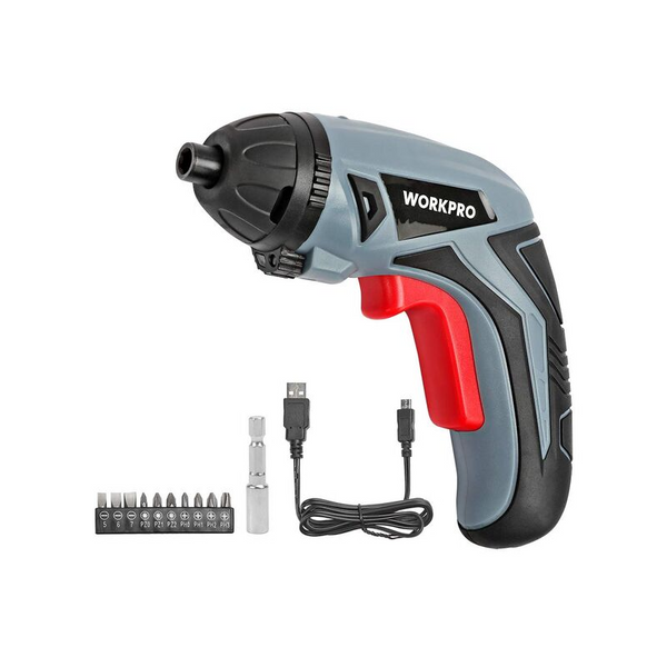 Workpro Cordless Rechargeable Power Screwdriver With Bits