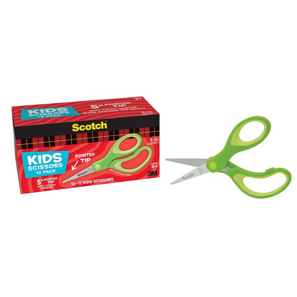 Paquete de 12 tijeras para niños con punta suave al tacto Scotch de 5 pulgadas