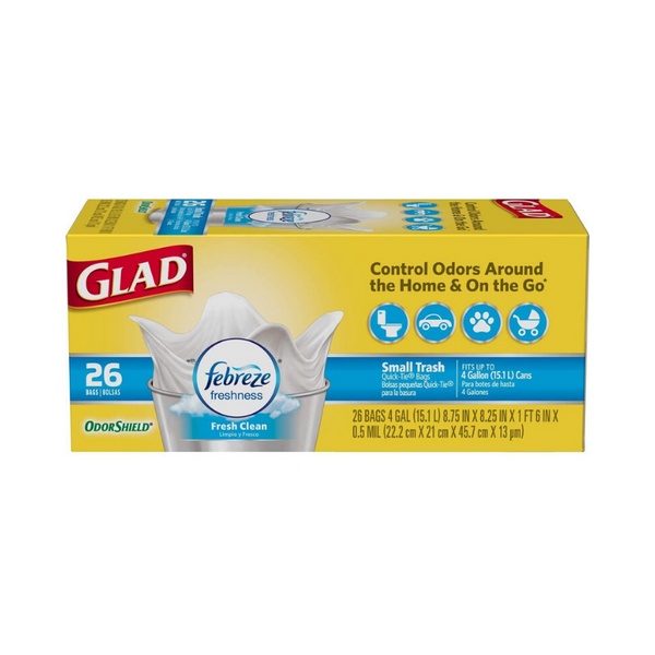 156-Count 4-Gallon Glad OdorShield Small Trash Bags w/ Febreze