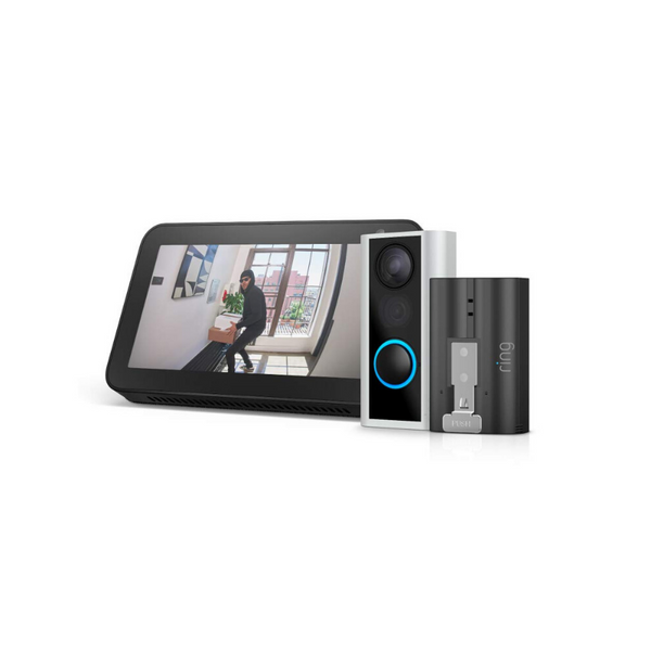 Cámara con mirilla Ring con batería recargable y Echo Show 5
