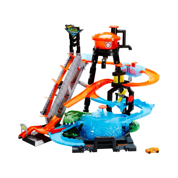 Hot Wheels Ultimate Gator Car Wash Play Set with Color Shifters Car