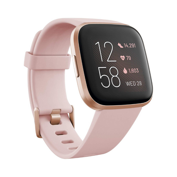 Reloj inteligente Fitbit Versa 2 de salud y fitness (pétalo/rosa cobre)