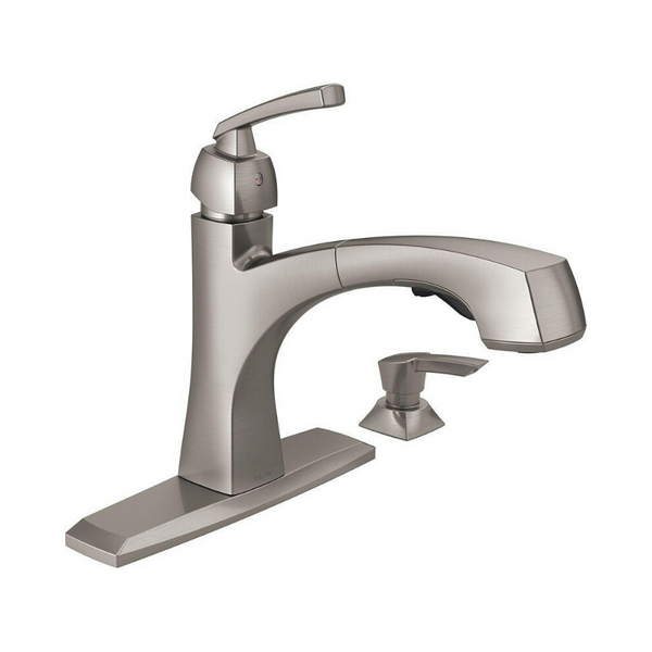 Grifo de cocina extraíble de una sola manija Delta Montauk con dispensador de jabón