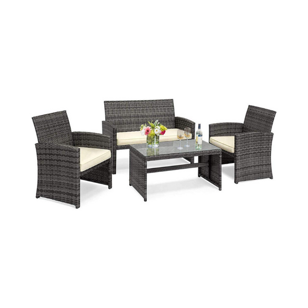 Juego de muebles de patio de ratán de 4 piezas Goplus (mezcla de grises)