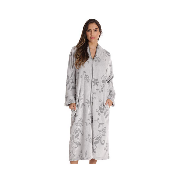 BUY ONE GET ONE FREE! Floral Jaquard Plush Women's Zipper Robes With Pockets (6 Colors)