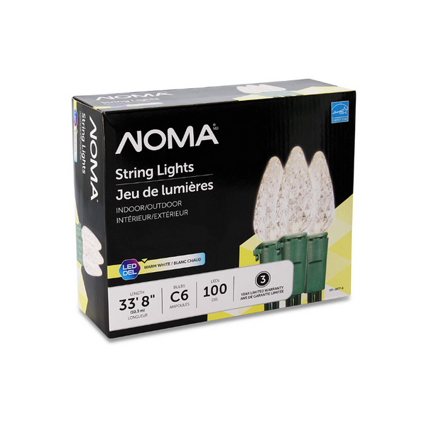 Luces navideñas LED NOMA | Bombillas blancas transparentes clásicas C6 de 70 unidades