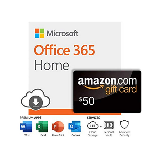 Microsoft Office 365 Home | 12-month subscription with Auto-Renewal + $50 Amazon.com Gift Card