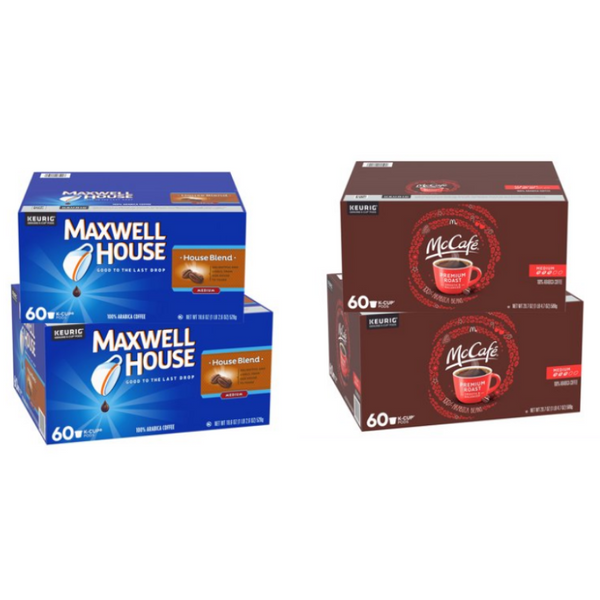 120 cápsulas de café K-Cup McCafé o Maxwell Premium/tostado medio