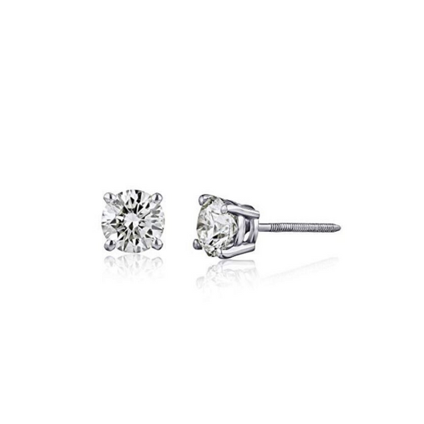 Aretes de diamantes de talla brillante en oro de 14 quilates con certificación AGS