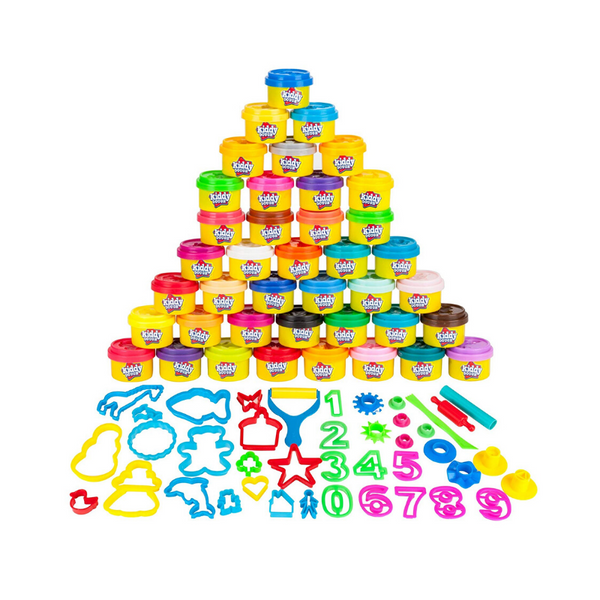 Pack Of 40 Kiddy Dough Party Pack With 40 Shapes & Numbers Dough Tools