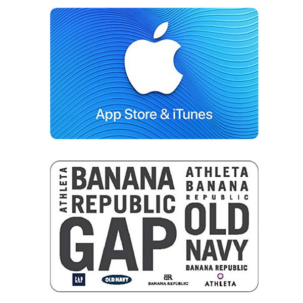 App Store, tarjeta de regalo de iTunes y tarjetas de regalo de GAP a la venta