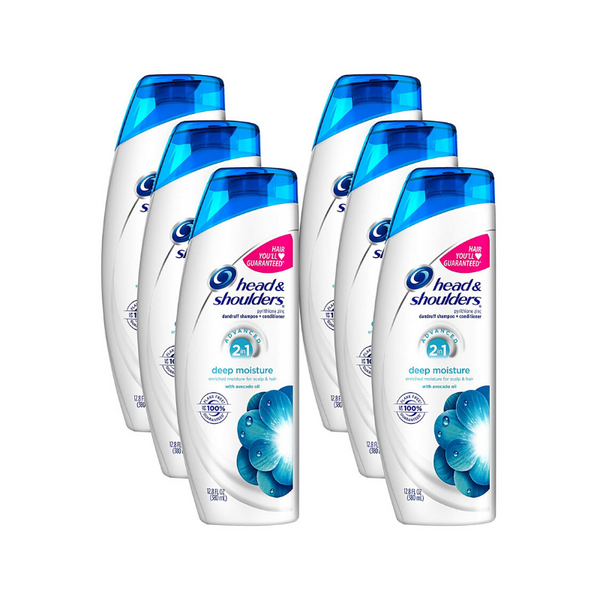 Paquete de 6 champú y acondicionador anticaspa 2 en 1 Deep Moisture Advanced de Head &amp; Shoulders 