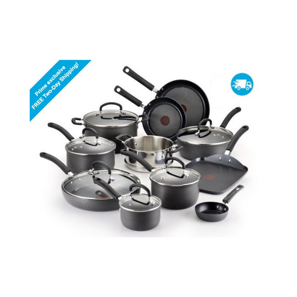 Juego de utensilios de cocina antiadherentes anodizados duros T-fal Ultimate de 17 piezas