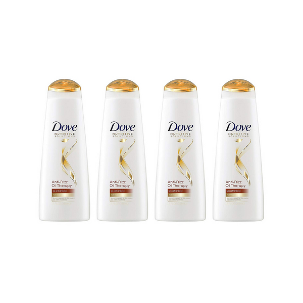 4 botellas de champú Dove Nutritive Solutions, terapia con aceite anti-frizz