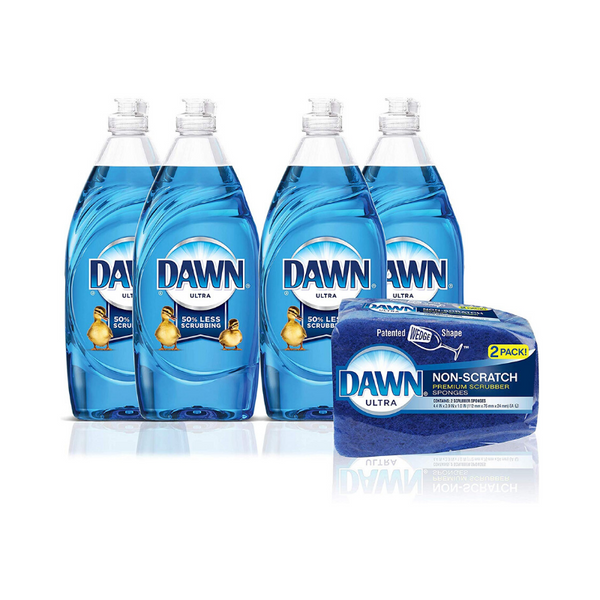 4-Pack 19oz. Dawn Ultra Liquid Dish Soap + 2-Count Dawn Sponge