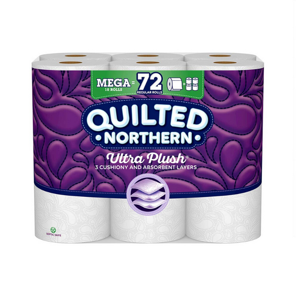 54 Mega (216 Regular) Rolls Of Quilted Northern Ultra Plush Toilet Paper