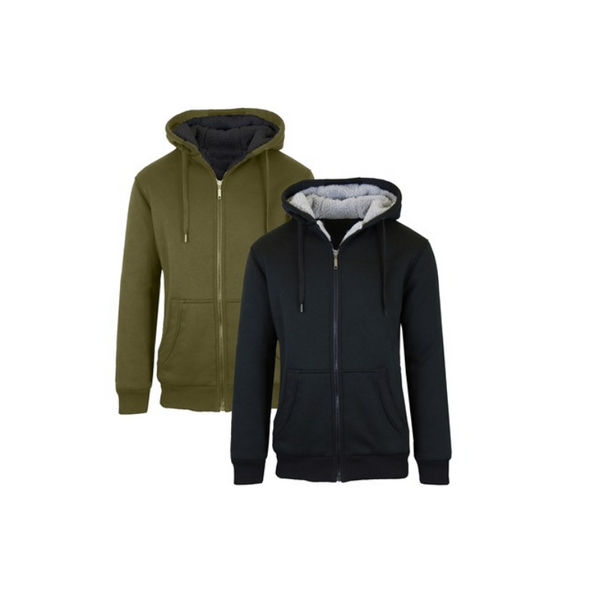 Set Of 2 Sherpa Lined Fleece Zip-Up Hoodies