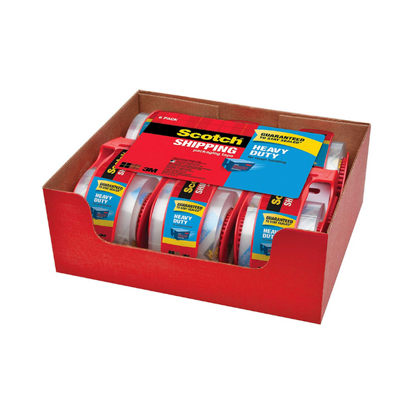 6 Rolls Of Scotch Heavy Duty Shipping Packaging Tape With Dispensers