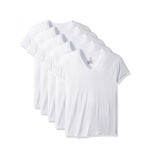 Hanes Men's 5-Pack ComfortBlend V-Neck T-Shirt with FreshIQ