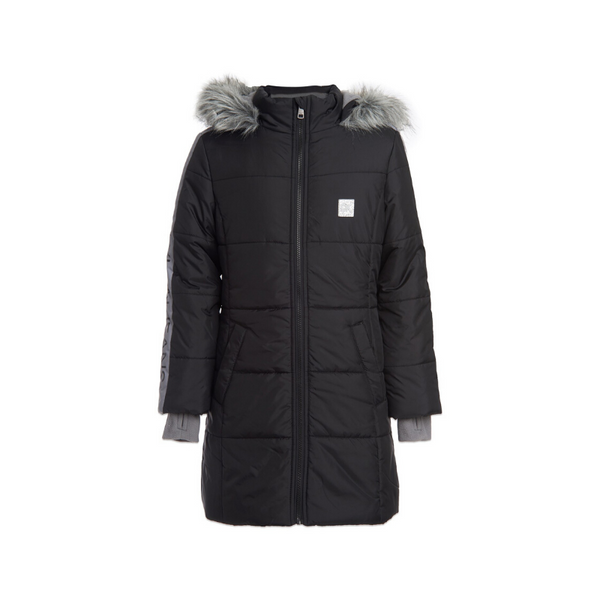 Calvin Klein Big Girls Hooded Puffer Jacket With Faux-Fur Trim