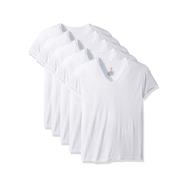 Hanes Paquete de 5 camisetas ComfortBlend con cuello en V para hombre