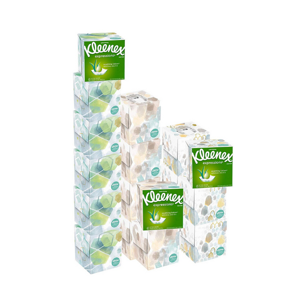 18 cajas cúbicas de pañuelos Kleenex