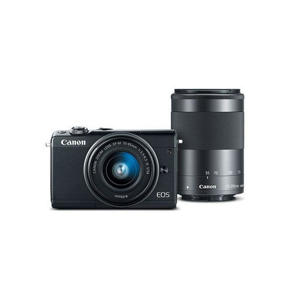 Cámara Canon EOS M100 con lente de 15-45 mm y lente de 55-200 mm - WiFi, Bluetooth y NFC