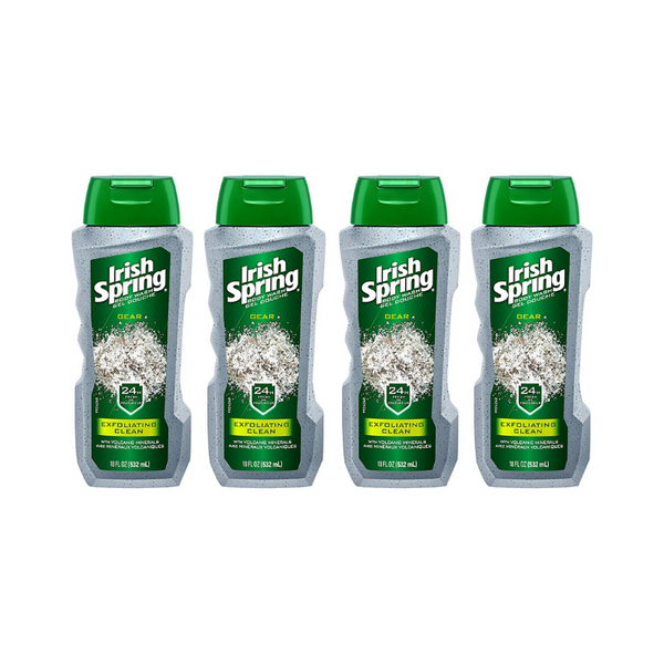 4 Bottles Of Irish Spring Gear Body Wash, Exfoliating Clean