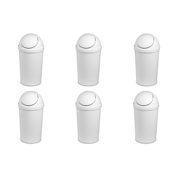 Pack Of 6 Sterilite 3 Gallon Round Swing Top Wastebaskets