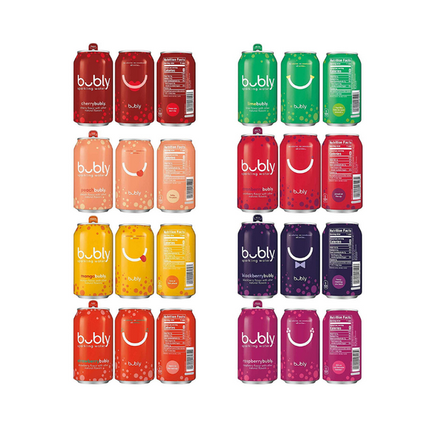 18 latas de agua con gas Bubly (muchos sabores)