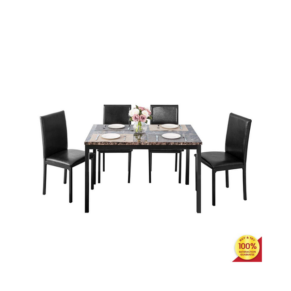 5-Piece Dining Table Set with Marble Top Counter