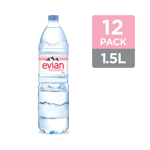 12 Bottles Of evian Natural Spring Water 1.5 Liter Bottles