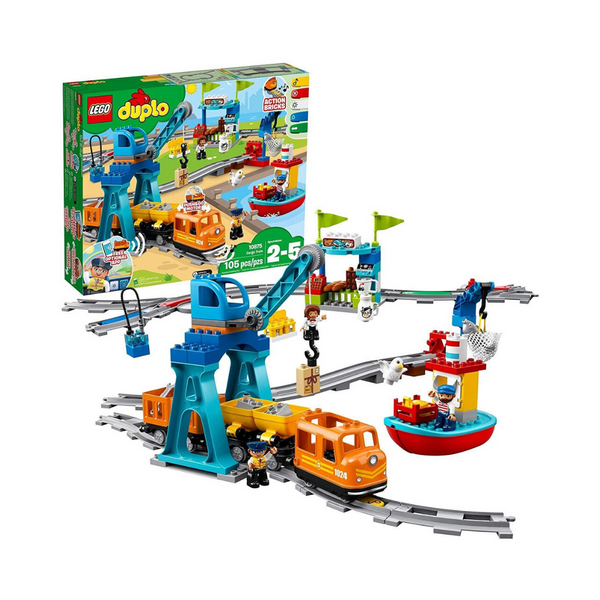 105-Piece LEGO Battery-Operated Duplo Cargo Train Building Blocks Set