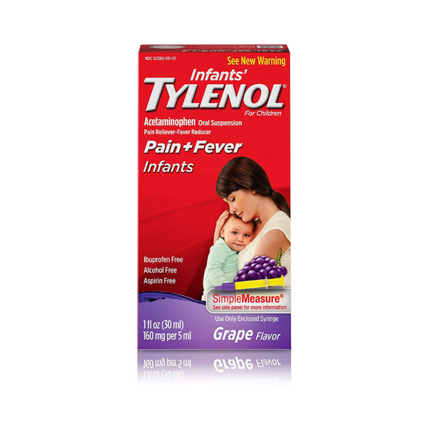Medicamento líquido Tylenol Acetaminofén para bebés, uva