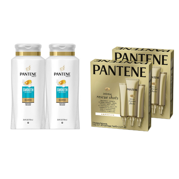 2 Bottles Of Pantene Shampoo And Rescue Shots On Sale