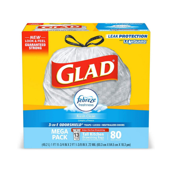 80 Glad Tall Kitchen Drawstring Trash Bags (13 Gallon)