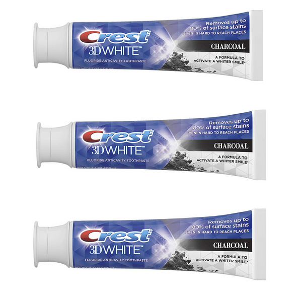 Paquete de 3 pastas de dientes blanqueadoras con carbón Crest 3D White