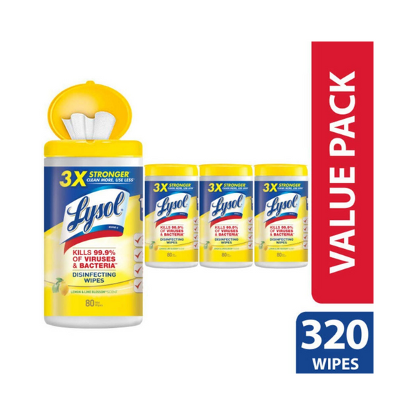 320 toallitas desinfectantes Lysol, flor de limón y tila